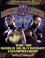 LEWIS, LENNOX-HASIM RAHMAN II OFFICIAL PROGRAM (2001)