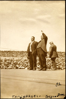 SHARKEY, TOM & BILLY JORDAN ORIGINAL ANTIQUE PHOTO (1910 AT JOHNSON-JEFFRIES FIGHT)