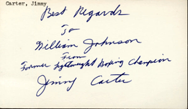 CARTER, JIMMY SIGNED INDEX CARD