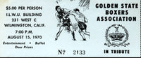GOLDEN STATE BOXERS ASSOCIATION TICKET (1970)
