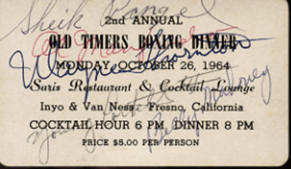 FRESNO DINNER TICKET (SIGNED BY CORBETT III, MAHONEY, THORNTON)