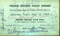 FRESNO BOXING DINNER TICKET (SIGNED BY CORBETT III, APOSTOLI, THORNTON & MORE)