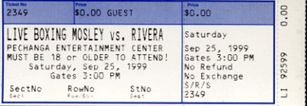 MOSLEY, SUGAR SHANE-WILFREDO RIVERA OFFICIAL FULL TICKET (1999)