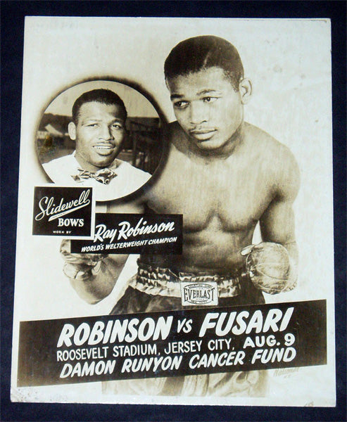 ROBINSON, SUGAR RAY-CHARLIE FUSARI SLIDEWELL BOWTIE ADVERTISING STANDEE (1950)