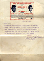 MARCIANO, ROCKY-EZZARD CHARLES II LETTERHEAD (1954)