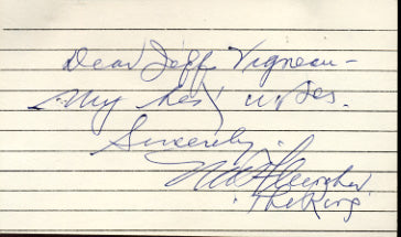 FLEISCHER, NAT SIGNED INDEX CARD