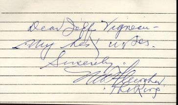 FLEISCHER, NAT SIGNED INDEX CARD