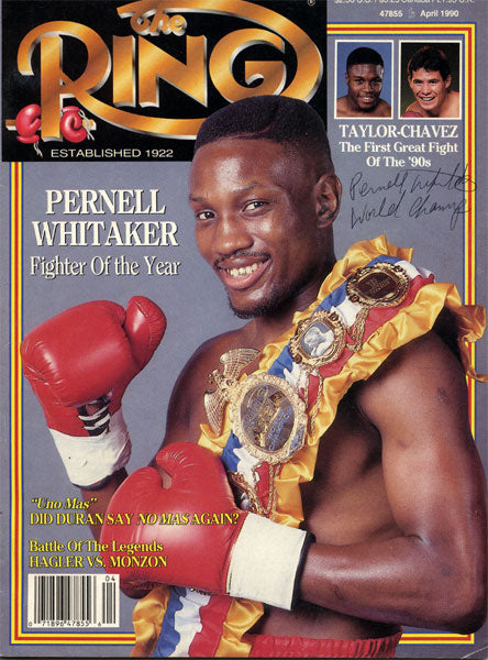 WHITAKER, PERNELL SIGNED RING MAGAZINE (4/90)