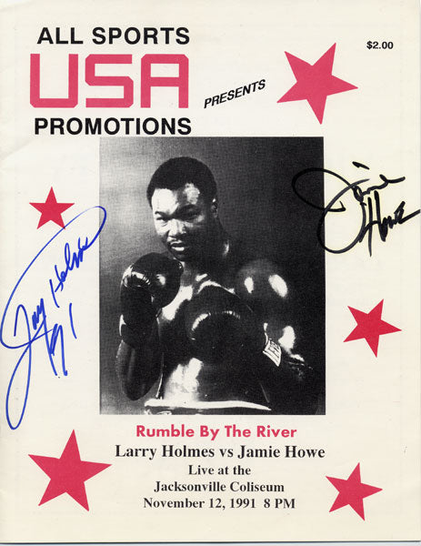 HOLMES, LARRY-JAMIE HOWE OFFICIAL PROGRAM (1991-SIGNED BY BOTH)