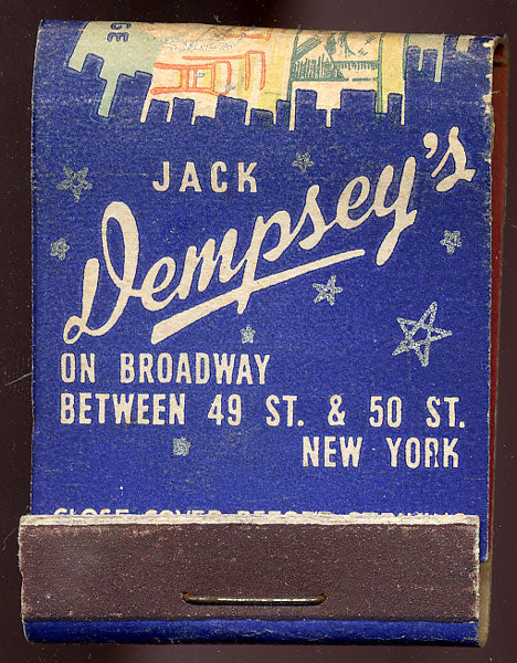 DEMPSEY, JACK RESTAURANT MATCHBOOK