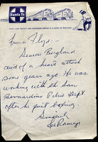 RAMAGE, LEE HAND WRITTEN LETTER