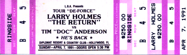 HOLMES, LARRY-TIM "DOC" ANDERSON FULL TICKET (1991)
