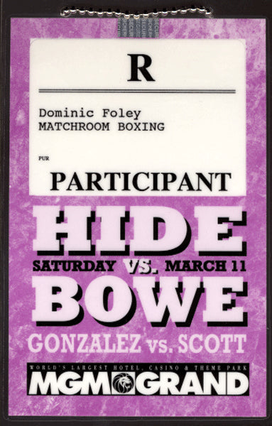 BOWE, RIDDICK-HERBIE HIDE PARTICIPANT CREDENTIAL (1995)