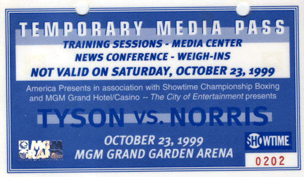 TYSON, MIKE-ORLIN NORRIS CREDENTIAL (1999)