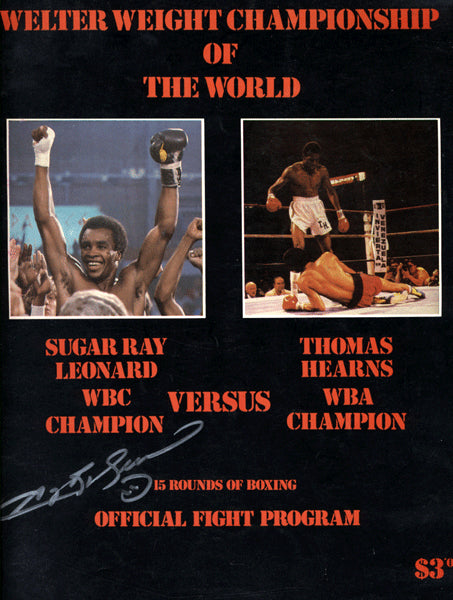 LEONARD, SUGAR RAY-THOMAS HEARNS I SIGNED OFFICIAL PROGRAM (1981-SIGNED BY LEONARD)