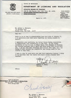 DAVEY, CHUCK SIGNED LETTER (TO ARTHUR MERCANTE)