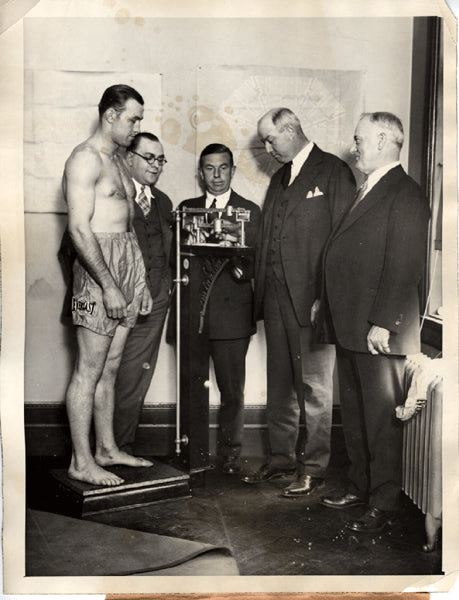 SHARKEY, JACK WIRE PHOTO (1926-WEIGHING IN FOR HARRY WILLS FIGHT)