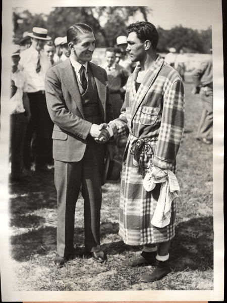 SCHMELING, MAX & GEORGES CARPENTIER WIRE PHOTO (1929)