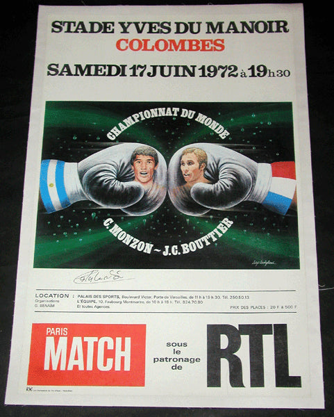 MONZON, CARLOS JEAN CLAUDE BOUTTIER ON SITE POSTER (1972-SIGNED BY MONZON)
