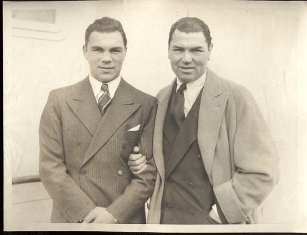 SCHMELING, MAX & JACK DEMPSEY WIRE PHOTO (1930)