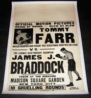 BRADDOCK, JIMMY-TOMMY FARR FIGHT FILM POSTER (1938)