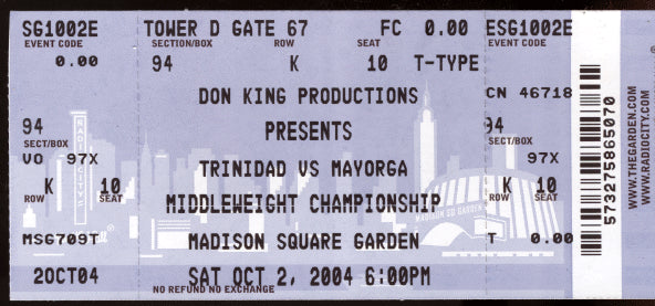 TRINIDAD, FELIX-RICARDO MAYORGA FULL TICKET (2004)