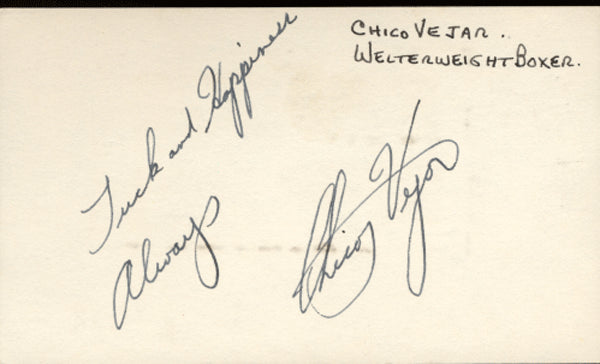 VEJAR, CHICO SIGNED INDEX CARD