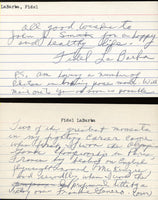 LA BARBA, FIDEL SIGNED NOTE