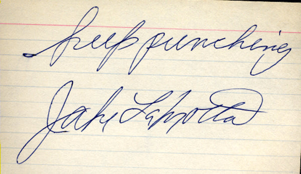 LAMOTTA, JAKE SIGNED INDEX CARD