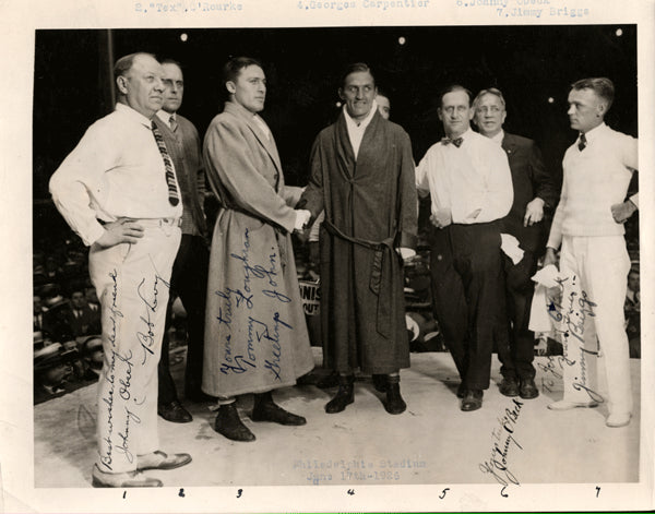 LOUGHRAN, TOMMY SIGNED PHOTO (POSED WITH OTHER GREATS)