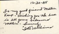 WILLIAMS, IKE SIGNED INDEX CARD