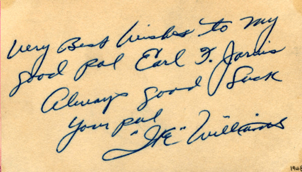 WILLIAMS, IKE SIGNED INDEX CARD