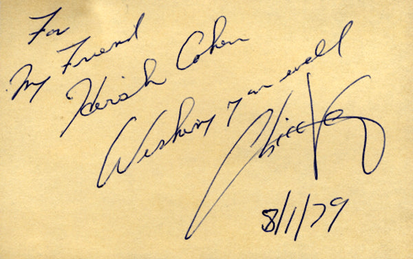 VEJAR, CHICO SIGNED INDEX CARD