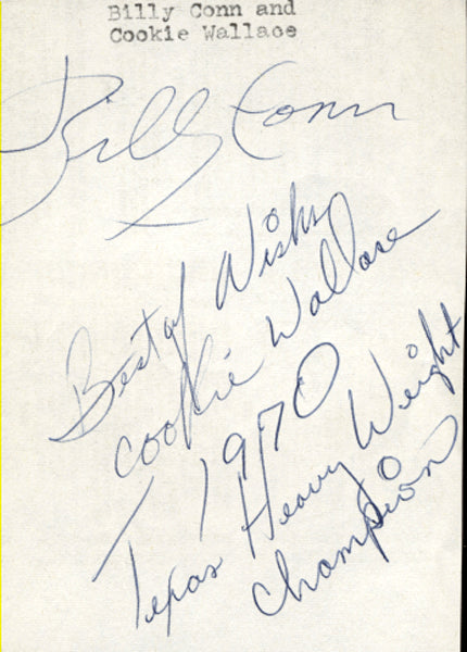 CONN, BILLY & COOKIE WALLACE SIGNED INDEX CARD