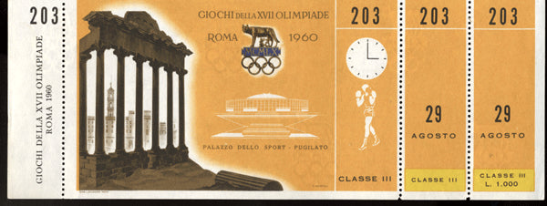 CLAY, CASSIUS 1960 OLYMPIC BOXING FULL TICKET