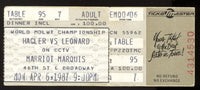 LEONARD, SUGAR RAY-MARVIN HAGLER STUBLESS CLOSED CIRCUIT TICKET (1987)