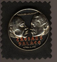 HAGLER, MARVIN-SUGAR RAY LEONARD SOUVENIR PIN (1987)