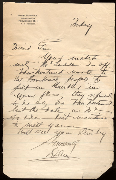 MCKETRICK, DAN SIGNED LETTER