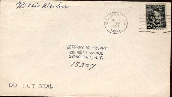 RITCHIE, WILLIE INK SIGNED ENVELOPE
