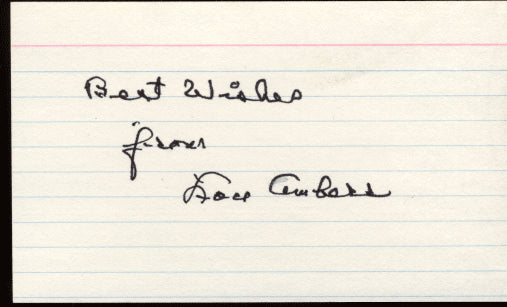 AMBERS, LOU SIGNED INDEX CARD