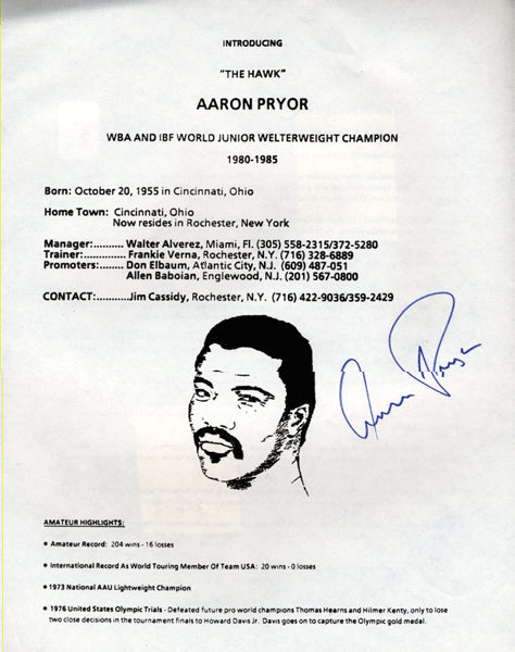 PRYOR, AARON SIGNED FACT SHEET (AS CHAMPION)