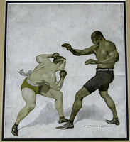 JOHNSON, JACK-TOMMY BURNS ORIGINAL ARTWORK (BY NORMAN LINDSEY-1908)