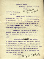 DOHERTY, BILL HAND WRITTEN & SIGNED LETTER TO NAT FLEISCHER (1936)