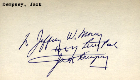 DEMPSEY, JACK INK SIGNED INDEX CARD
