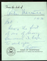 MERCANTE, ARTHUR SIGNED NOTE