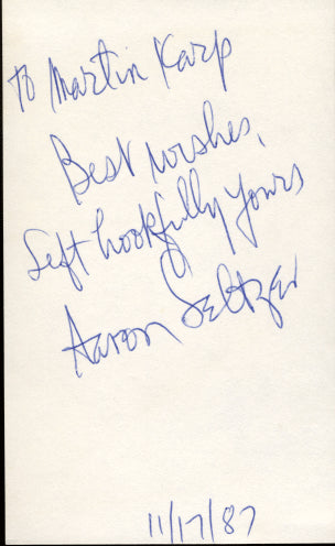 SELTZER, AARON SIGNED INDEX CARD