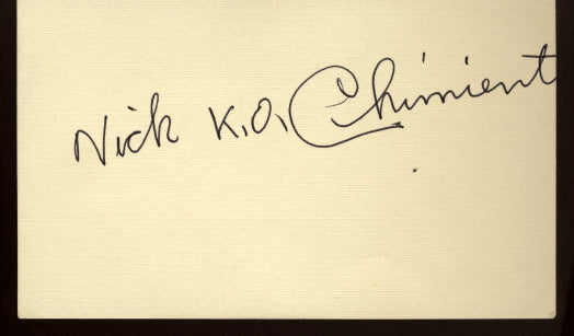 CHIMIENTI, NICK "KO" SIGNED INDEX CARD