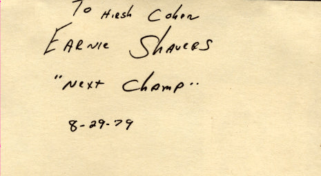 SHAVERS, EARNIE SIGNED INDEX CARD