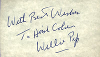 Pep,Willie Signed Index Card