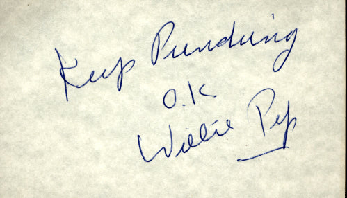 Pep,Willie Signed Index Card